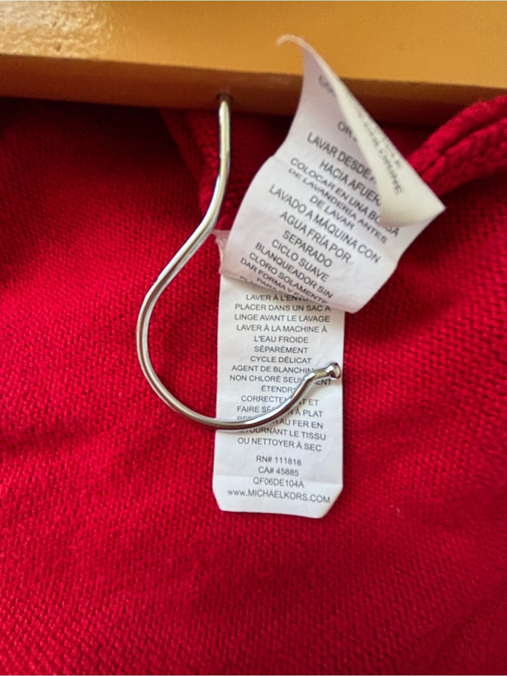 Michael Kors Red Knit Long Sleeve Top with Gold Back Zip - Picture 6 of 11
